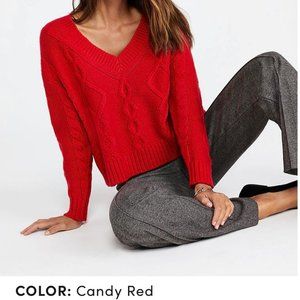 V-Neck Cable Sweater